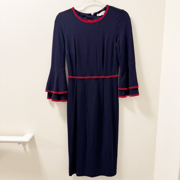 Boden Cora Bell Long Sleeve Velvet Trim Dress - Size 8R - Picture 1 of 4